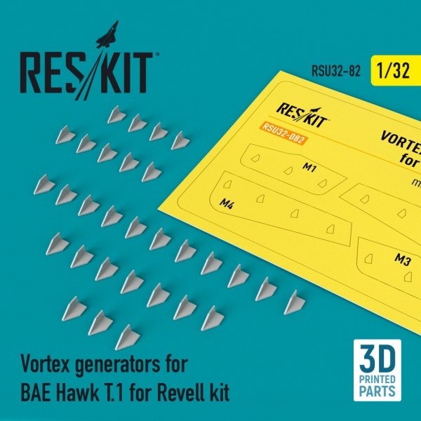RESKIT RSU32-0082 VORTEX GENERATORS FOR BAE HAWK T.1 FOR REVELL KIT (3D PRINTED) 1/32
