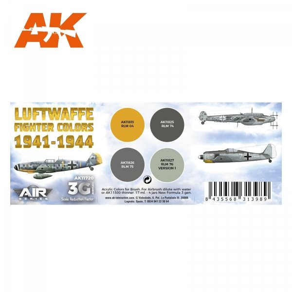 AK Interactive AK11720 LUFTWAFFE FIGHTER COLORS 1941-1944 4x17 ml