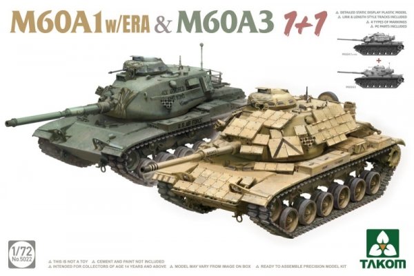Takom 5022 M60A1 w/ERA And M60A3 - 1 Plus 1 1/72