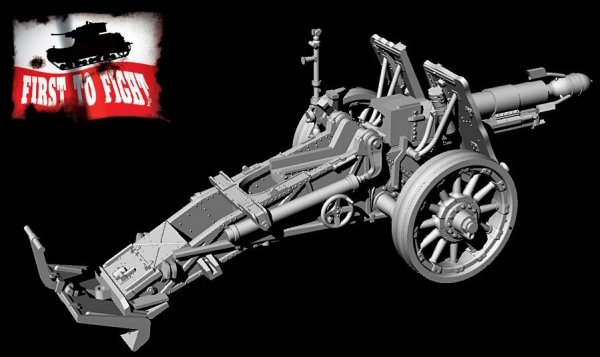 First To Fight PL123 - Ciężkie działo piechoty 15 cm sIG 33 z kołami drewnianymi i Stielgranate 42. 1/72