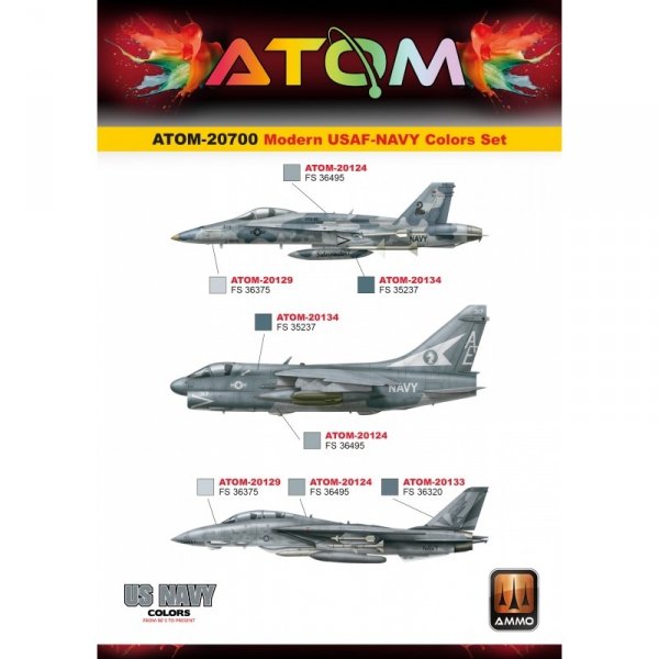 AMMO of Mig Jimenez ATOM 20700 Modern USAF-NAVY Colors Set 12 x 20 ml 