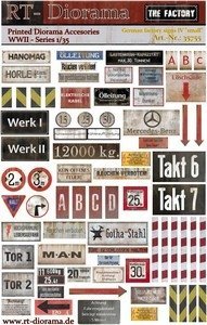 RT-Diorama 35755 Printed Accessories: German Factory Signs IV &quot;small&quot; 1/35