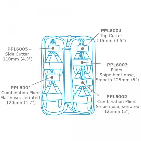 Modelcraft PPL6000 5 Pce Mini Plier Set in Zip-up Case