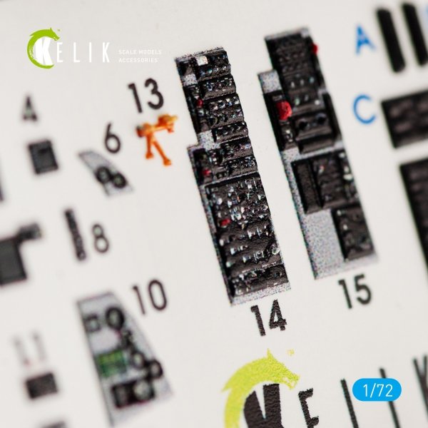 Kelik K72015 JASDF F-2A Fighter interior 3D decals for FineMolds kit (1/72)