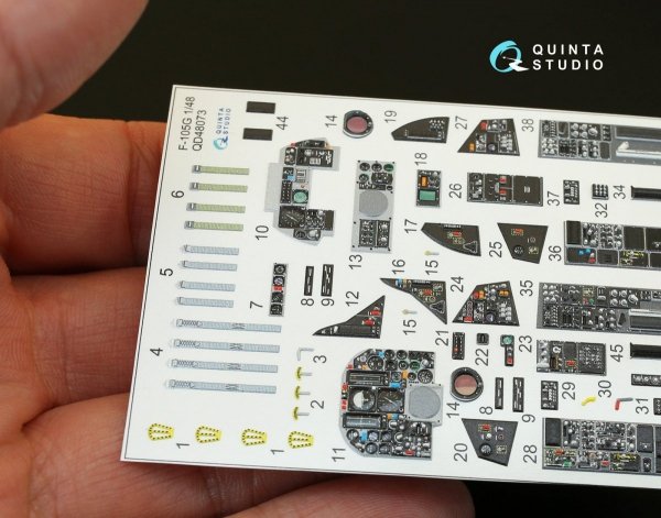 Quinta Studio QD48073 F-105G 3D-Printed &amp; coloured Interior on decal paper (for HobbyBoss kit) 1/48