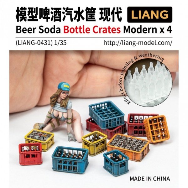 Liang 0431 Beer Soda Bottle Crates Modern x 4 1/35