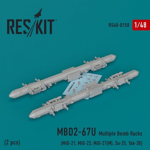 RESKIT RS48-0158 MBD2-67U Multiple Bomb Racks (2 pcs) 1/48