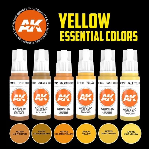 AK Interactive AK11615 YELLOW ESSENTIAL COLORS 3GEN SET 6x17 ml