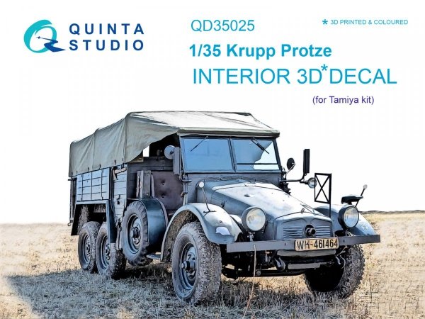 Quinta Studio QD35025 Krupp Protze 3D-Printed &amp; coloured Interior on decal paper (for Tamiya kit) 1/35