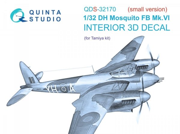 Quinta Studio QDS32170 DH Mosquito FB Mk.VI 3D-Printed &amp; coloured Interior on decal paper (Tamiya) (small version) 1/32