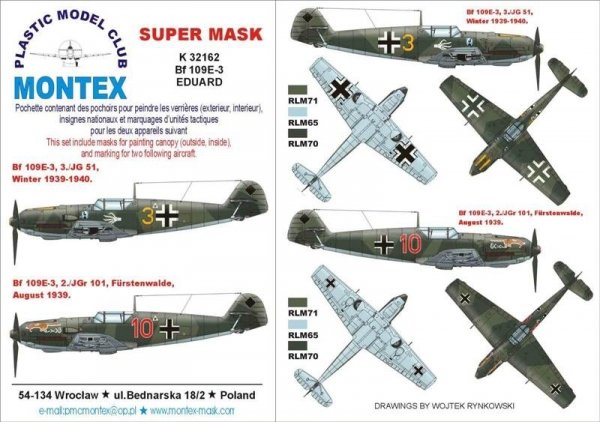 Montex K32162 Bf 109E-3 EDUARD 1/32