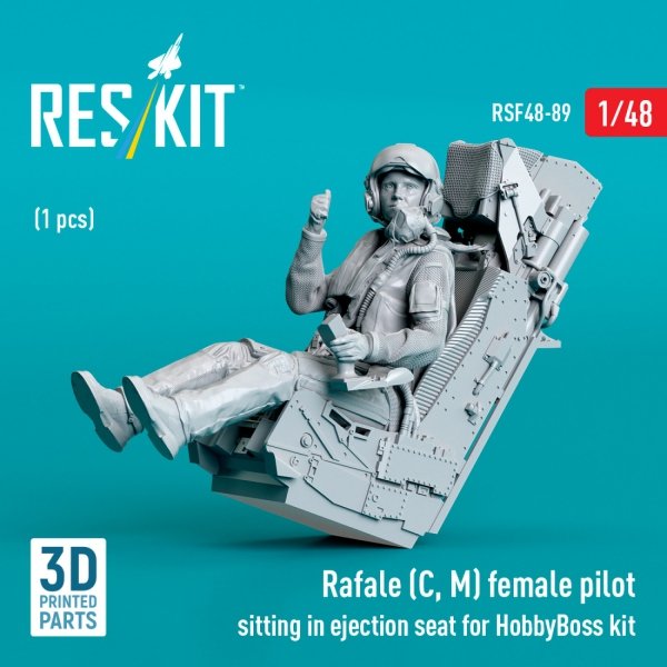 RESKIT RSF48-0089 Rafale (C, M) female pilot sitting in ejection seat for HobbyBoss kit (1 pcs) (3D Printed) (1/48)