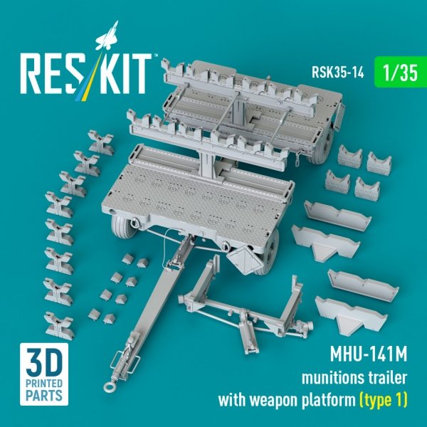 RESKIT RSK35-0014 MHU-141M munitions trailer with weapon platform (type 1) (3D Printed model kit) (1/35)