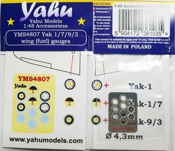 Yahu YMS4807 Yak’s Fuel Gauges 1/48
