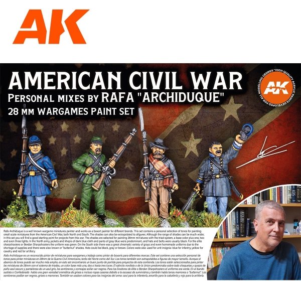 AK Interactive AK11764 SIGNATURE SET – RAFA “ARCHIDUQUE” – SPECIAL 28MM AMERICAN CIVIL WAR PAINT SET 18x17 ml