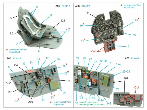Quinta Studio QD32220 P-40N late 3D-Printed coloured Interior on decal paper (Hasegawa/Eduard) 1/32