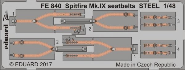 Eduard FE840 Spitfire Mk. IX seatbelts STEEL EDUARD 1/48