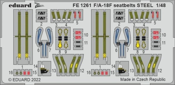 Eduard FE1261 F/A-18F seatbelts STEEL HOBBY BOSS 1/48