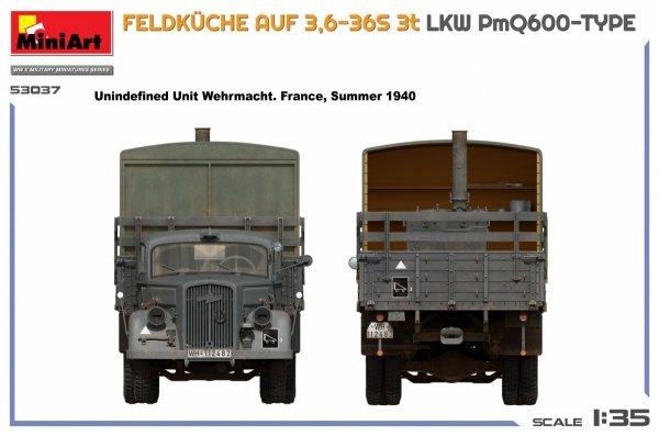 Mini Art 53037 Feldkuche Auf 3,6-36S 3t LKW PmQ600-Type 1/35
