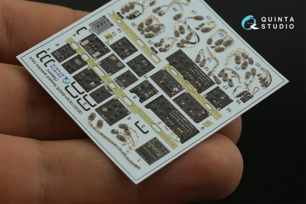 Quinta Studio QD35118 AH-64D Extended forward avionics bays 3D-Printed &amp; coloured Interior on decal paper (Takom) 1/35