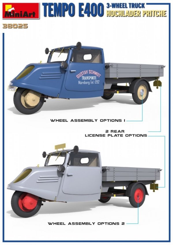 MiniArt 38025 TEMPO E400 HOCHLADER PRITSCHE 3-WHEEL TRUCK 1/35