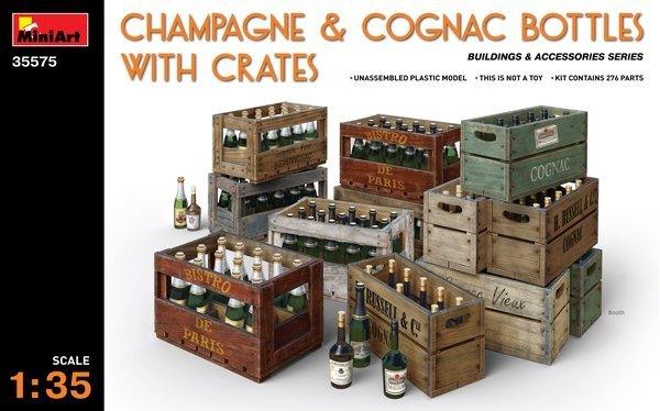 MiniArt 35575 Champagne &amp; cognac bottles w/crates 1:35