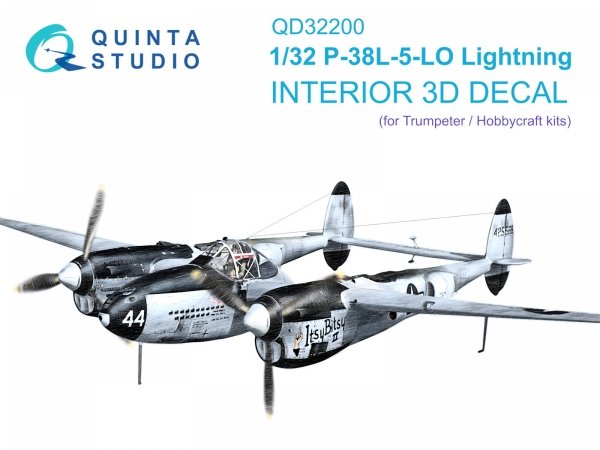 Quinta Studio QD32200 P-38L-5-LO Lightning 3D-Printed &amp; coloured Interior on decal paper (Trumpeter/Hobbycraft) 1/32