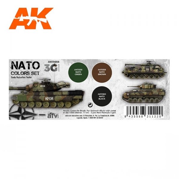AK Interactive AK11658 NATO COLORS SET 3x17 ml