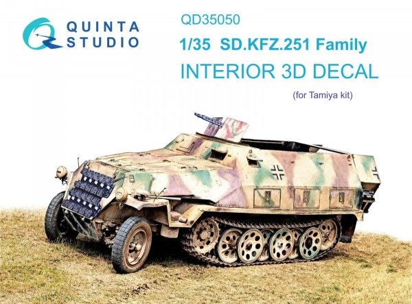 Quinta Studio QD35050 SD.KFZ.251 Family 3D-Printed &amp; coloured Interior on decal paper ( Tamiya ) 1/35