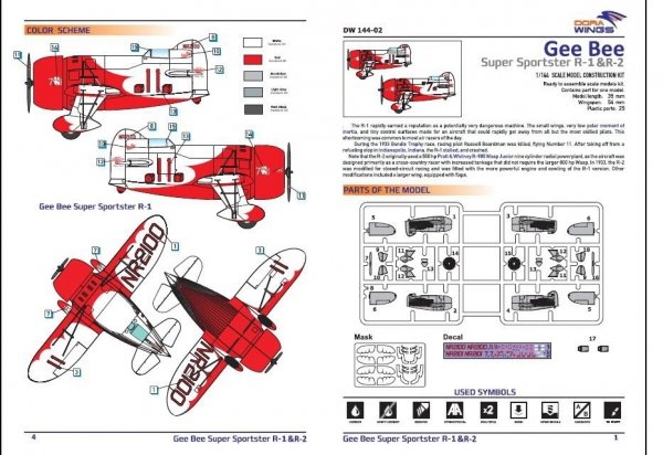 Dora Wings 14402 GeeBee Supersporster R1&amp;R2 1/144