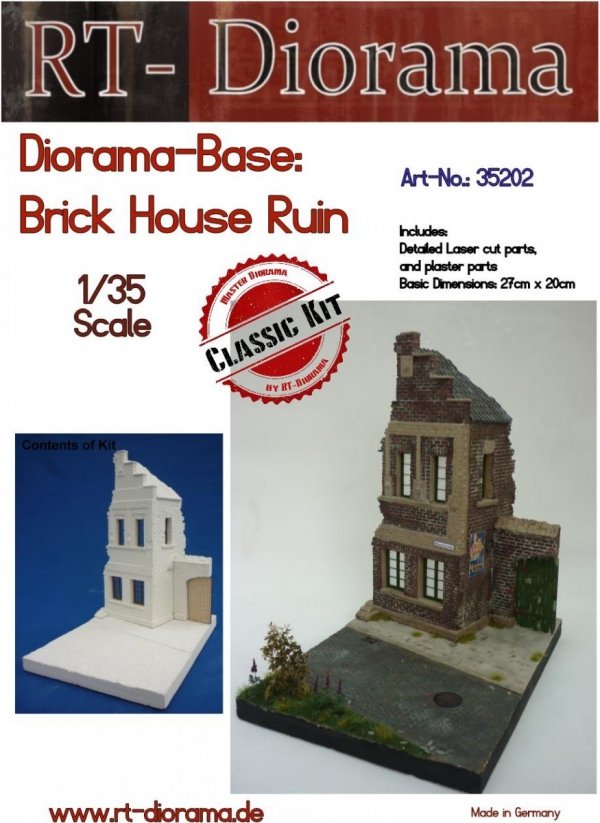RT-Diorama 35202 Diorama-Base:Brick House Ruin 1/35