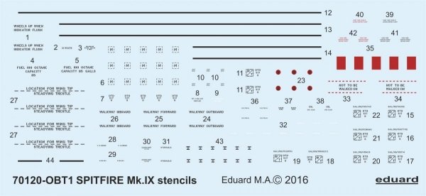 Eduard D72008 Spitfire Mk. IX stencils 1/72 EDUARD