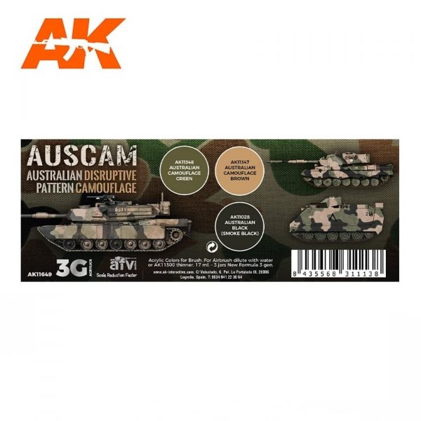 AK Interactive AK11649 AUSCAM COLORS 3x17ml