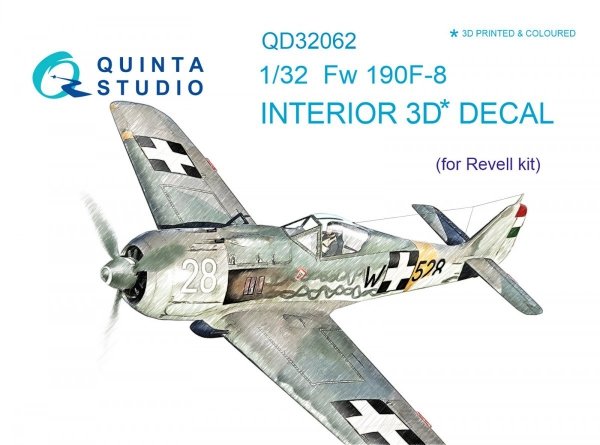 Quinta Studio QD32062 Fw 190F-8 3D-Printed &amp; coloured Interior on decal paper (for Revell kit) 1/32