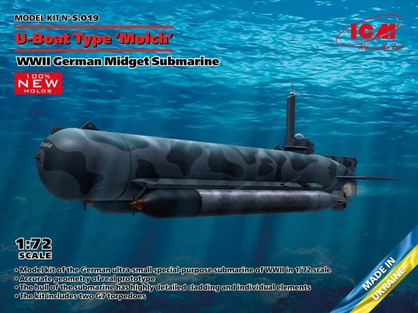 ICM S019 U-Boat Type ‘Molch’ WWII German Midget Submarine 1/72