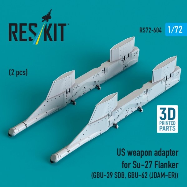 RESKIT RS72-0604 US weapon adapter for Su-27 Flanker (2 pcs) (GBU-39 SDB, GBU-62 (JDAM-ER)) (3D Printed) (1/72)