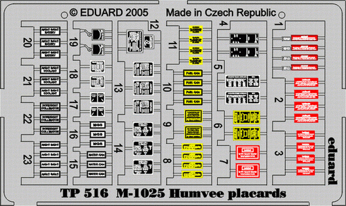 Eduard TP516 M-1025 placards 1/35