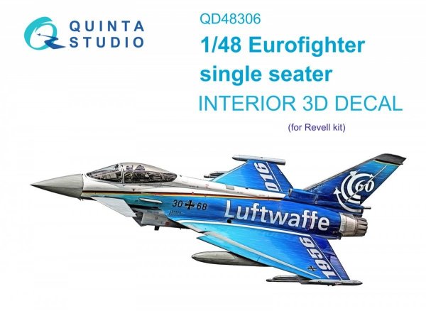 Quinta Studio QD48306 Eurofighter single seater 3D-Printed &amp; coloured Interior on decal paper (Revell) 1/48