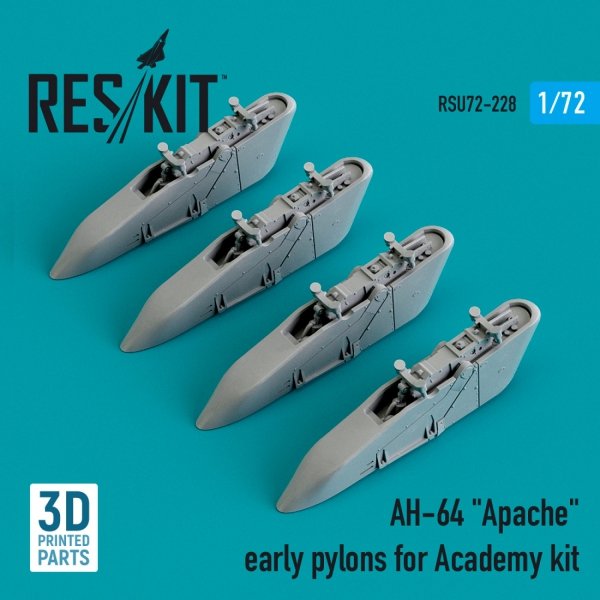 RESKIT RSU72-0228 AH-64 &quot;APACHE&quot; EARLY PYLONS FOR ACADEMY KIT (3D PRINTED) 1/72