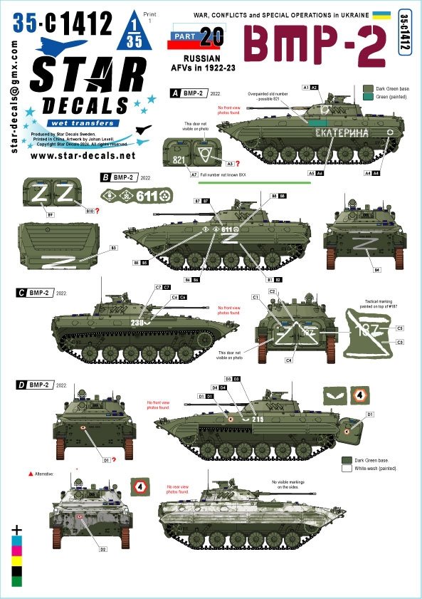 Star Decals 35-C1412 War in Ukraine # 20. Russian BMP-2 in 2022-23 1/35