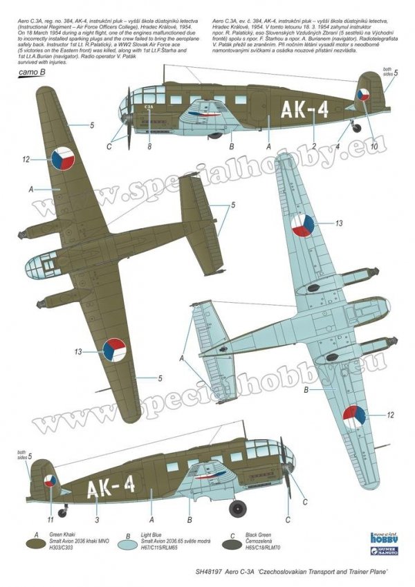 Special Hobby 48197 Aero C-3A 'Czechoslovakian Transport and Trainer Plane' 1/48