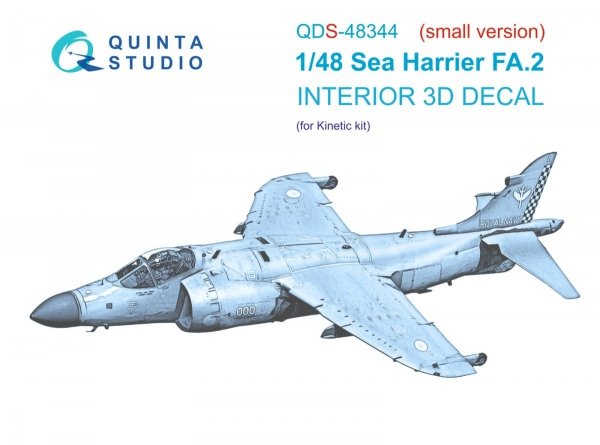Quinta Studio QDS48344 Sea Harrier FA.2 3D-Printed &amp; coloured Interior on decal paper (Kinetic) (Small version) 1/48