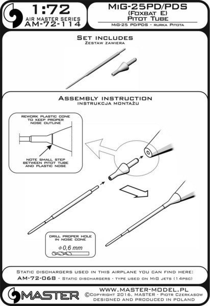 Master AM-72-114 MiG-25PD/PDS (Foxbat E) - Pitot Tube 1:72