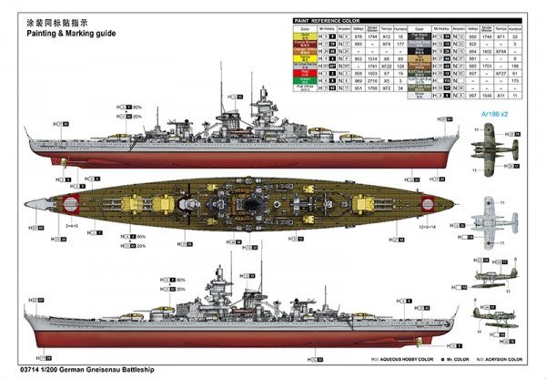 Trumpeter 03714 German Battleship Gneisenau 1/200