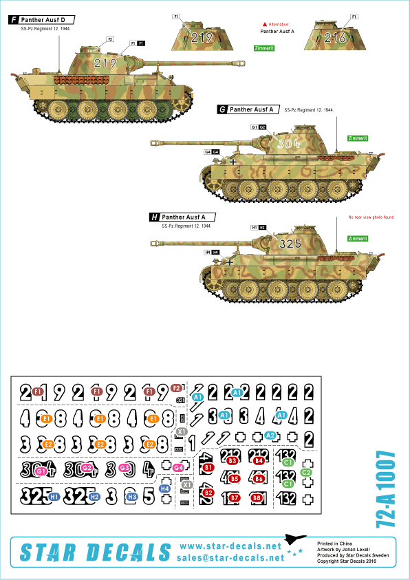 Star Decals 72-A1007 SS-Panthers (1) 1/72