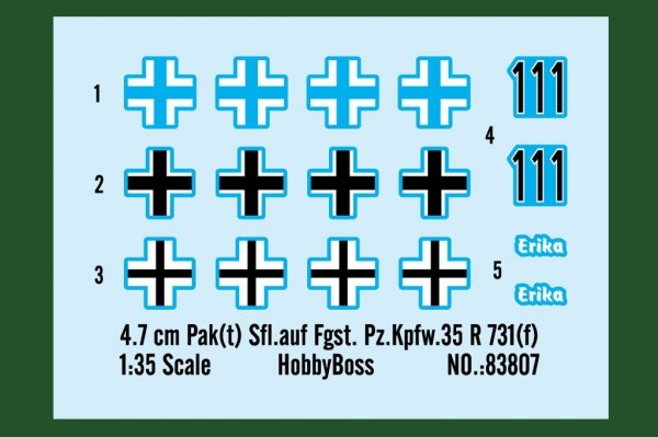 Hobby Boss 83807 4.7 cm Pak(t) Sfl.auf Fgst. Pz.Kpfw.35 R 731(f) (1:35)