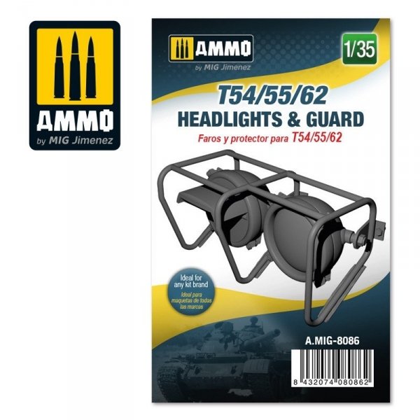 AMMO of Mig Jimenez 8086 T54/55/62 headlights &amp; guard 1/35