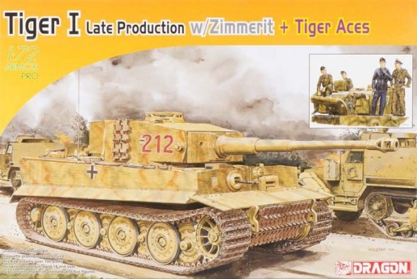 Dragon 7440 Pz.Kpfw.VI Ausf.E Tiger I Late Prod. w/Zimm.+Tiger Aces (1:72)