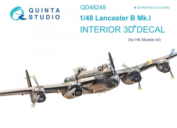 Quinta Studio QD48248 Lancaster B Mk.I 3D-Printed &amp; coloured Interior on decal paper (HK Models) 1/48