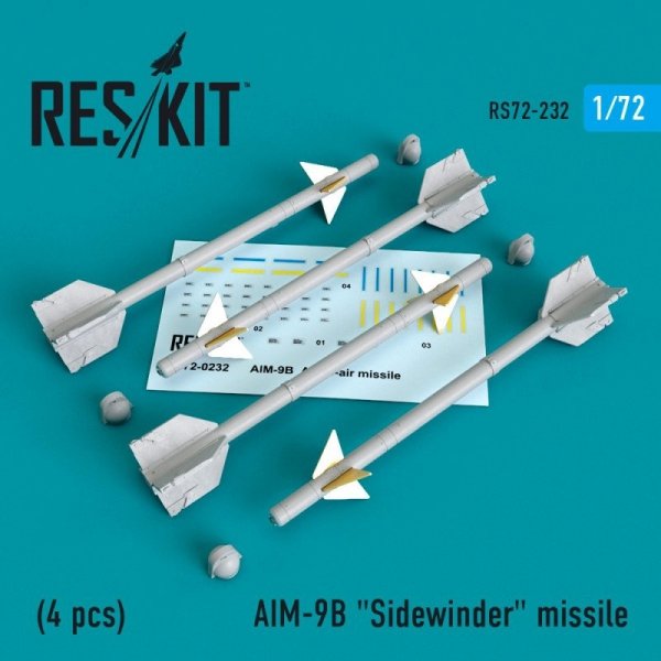 RESKIT RS72-0232 AIM-9B &quot;Sidewinder&quot; missile (4 PCS) 1/72
